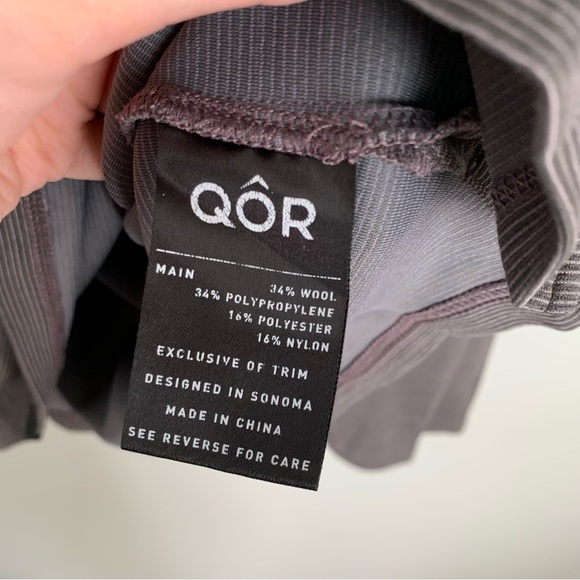 QOR Mens striped wool blend quarter snap button long sleeve shirt grey medium - Picture 5 of 6